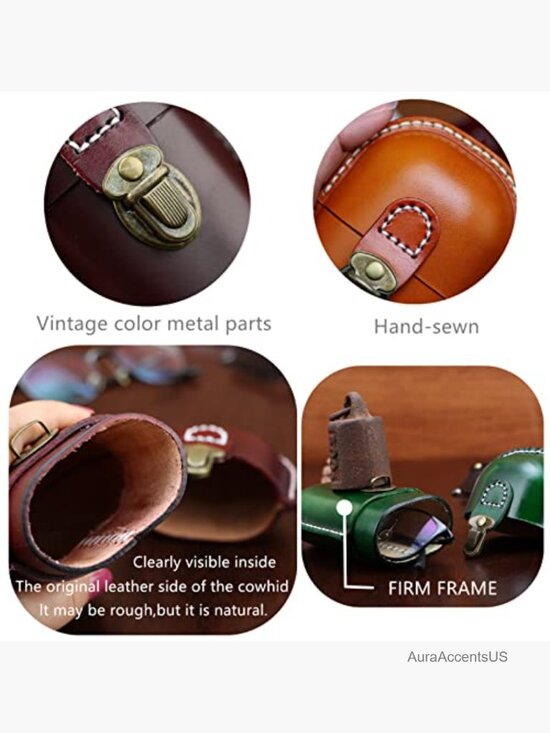 Leather Hard Shell Eyeglass Case Retro Locking Clasp Storage Box main image 6